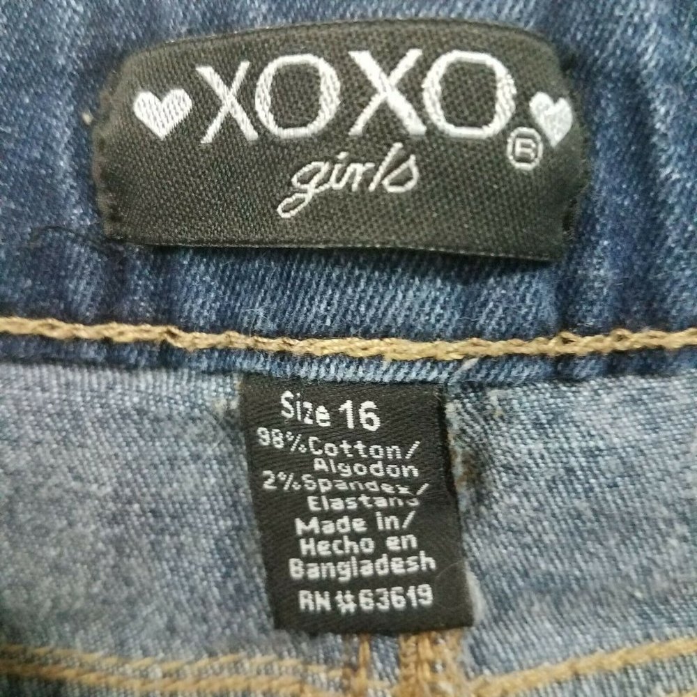 XOXO Girls' Stretch Skinny Jean, Dark Wash Embroid - Picture 4 of 5